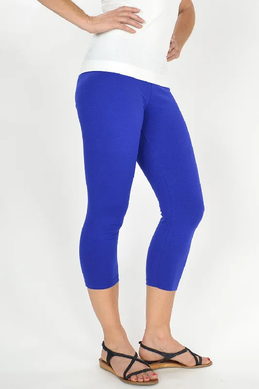 Cobalt Blue Cotton 3/4 leggings