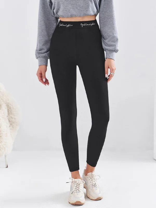 Casual Letter Cropped Women Leggings