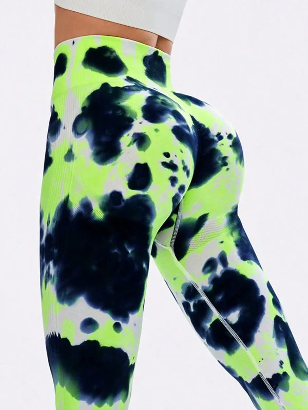 ZASUWA Female Hot Tie-dye Quick Dry Hip-lift Leggings