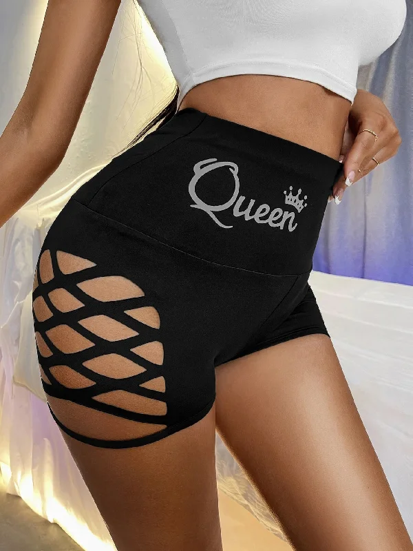 Sexy Letter Criss Cross High Waist Women Shorts