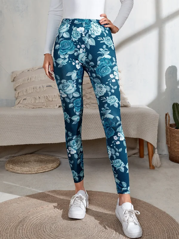 Casual Floral Cropped Women Leggings