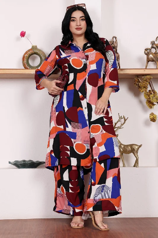 Multicolored Abstract Printed Co-ord Set