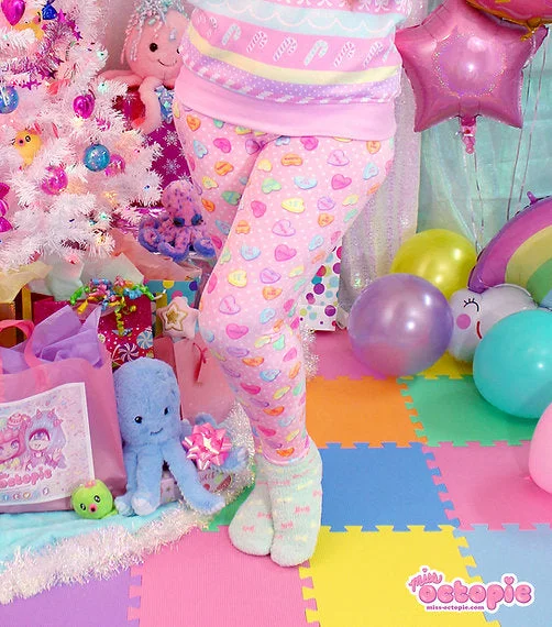 Lovely Candy Heart Velvet Leggings