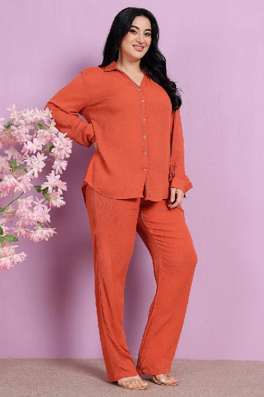 Solid Co-ord Set-Rust Orange