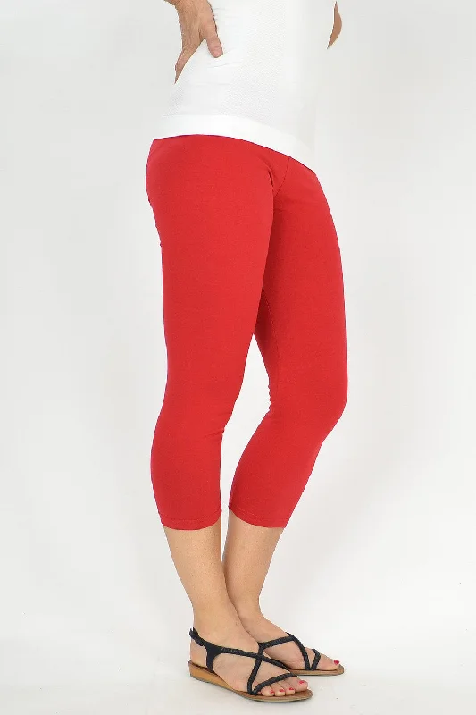 Red Cotton 3/4 leggings