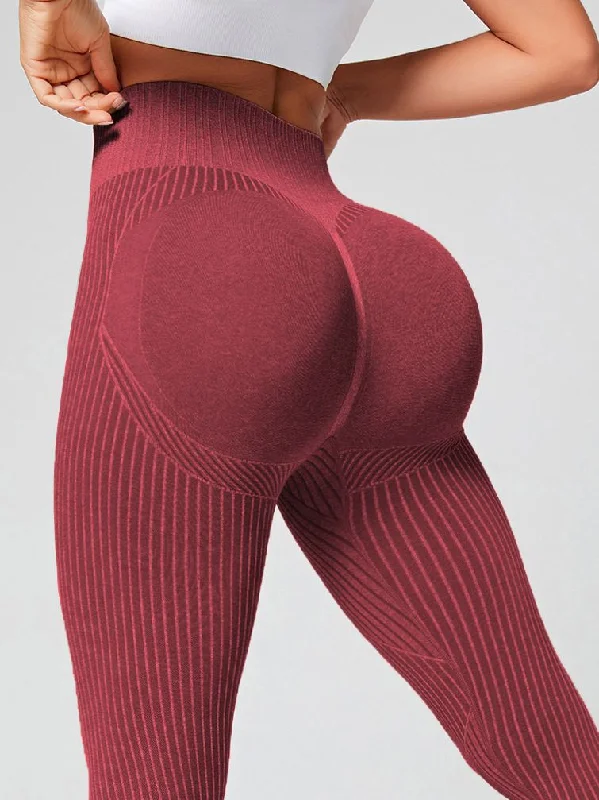 ZASUWA Female Scrunch Bum Hip-lift High-waisted Stripe Leggings