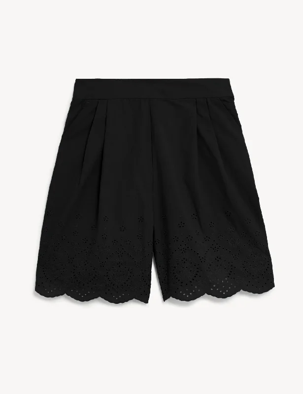 Pure Cotton Embroidered High Waisted Shorts