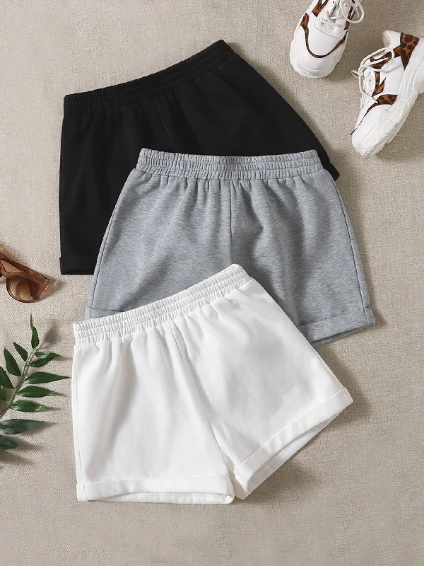 Casual Plain High Waist Women Shorts