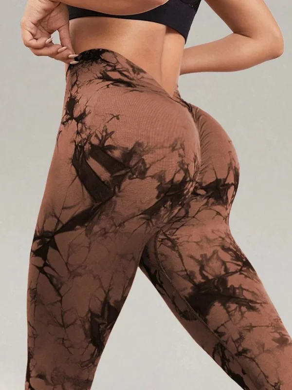 ZASUWA Female Hot Tie-dye Deep V Back Leggings