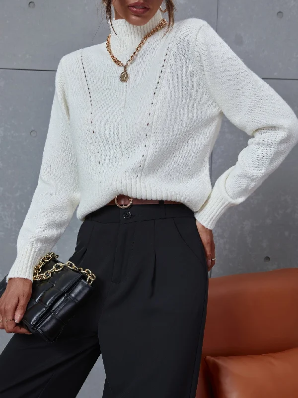 Casual Plain Long Sleeve Stand Collar Regular Women Sweater