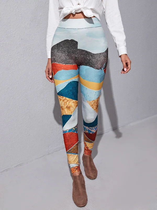 Sporty Colorblock Long Women Leggings